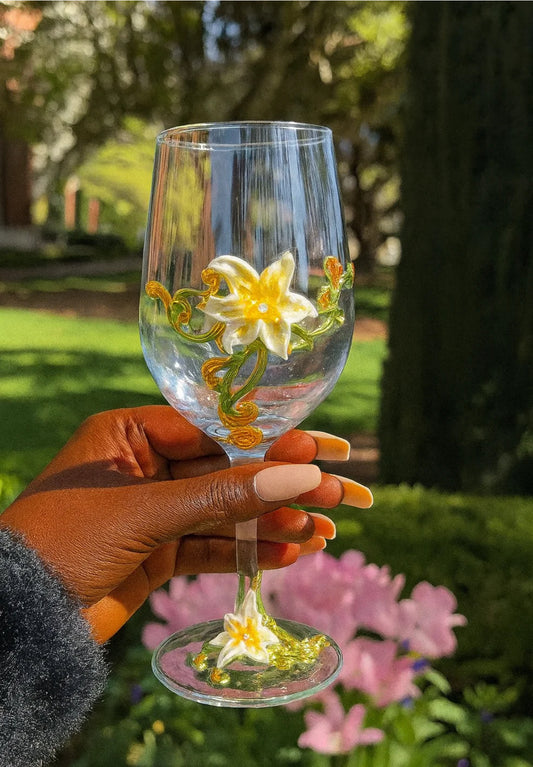 Yellow& White Flower Glass