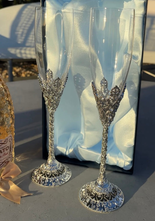 Princess Rhinestone Champagne Glass