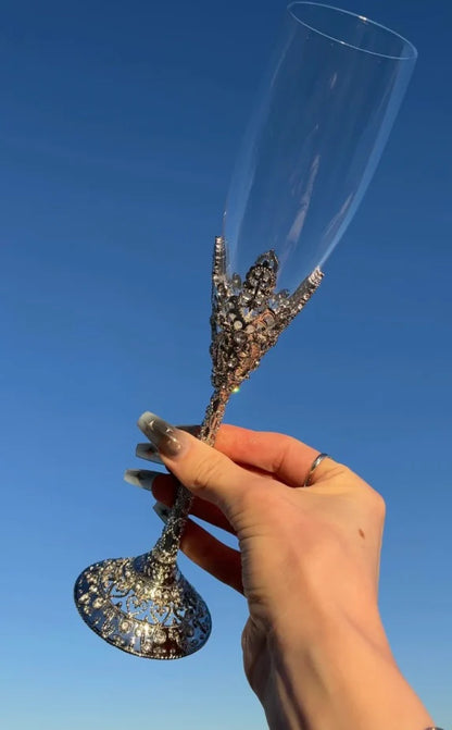 Silver Rhinestone Flute